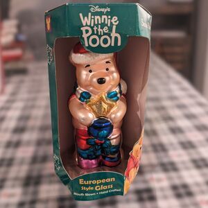 Winnie The Pooh/Santa's Best 2000/ Blown Glass /Christmas Ornament 5"